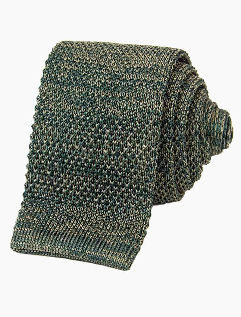 Olive Green Melange Silk Knitted Tie | 40 Colori 