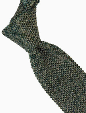 Olive Green Melange Silk Knitted Tie | 40 Colori 