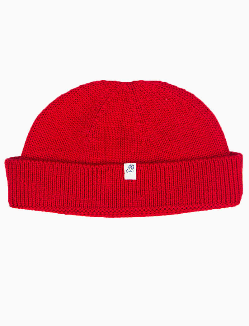 Red Solid Merino 100% Wool Fisherman Beanie | 40 Colori 