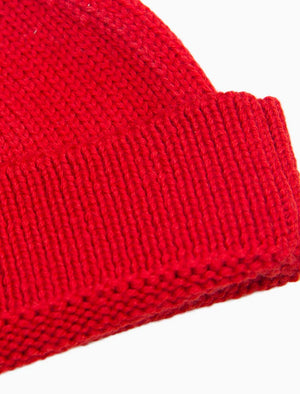 Red Solid Merino 100% Wool Fisherman Beanie | 40 Colori 