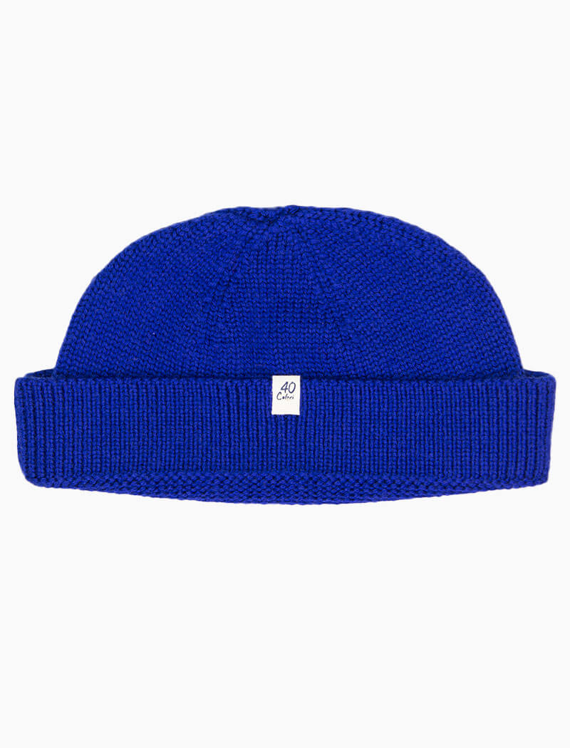 Royal Blue Solid 100% Merino Wool Fisherman Beanie | 40 Colori