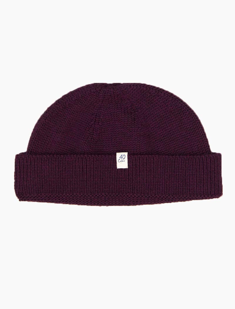 Plum Solid 100% Wool Fisherman Beanie | 40 Colori