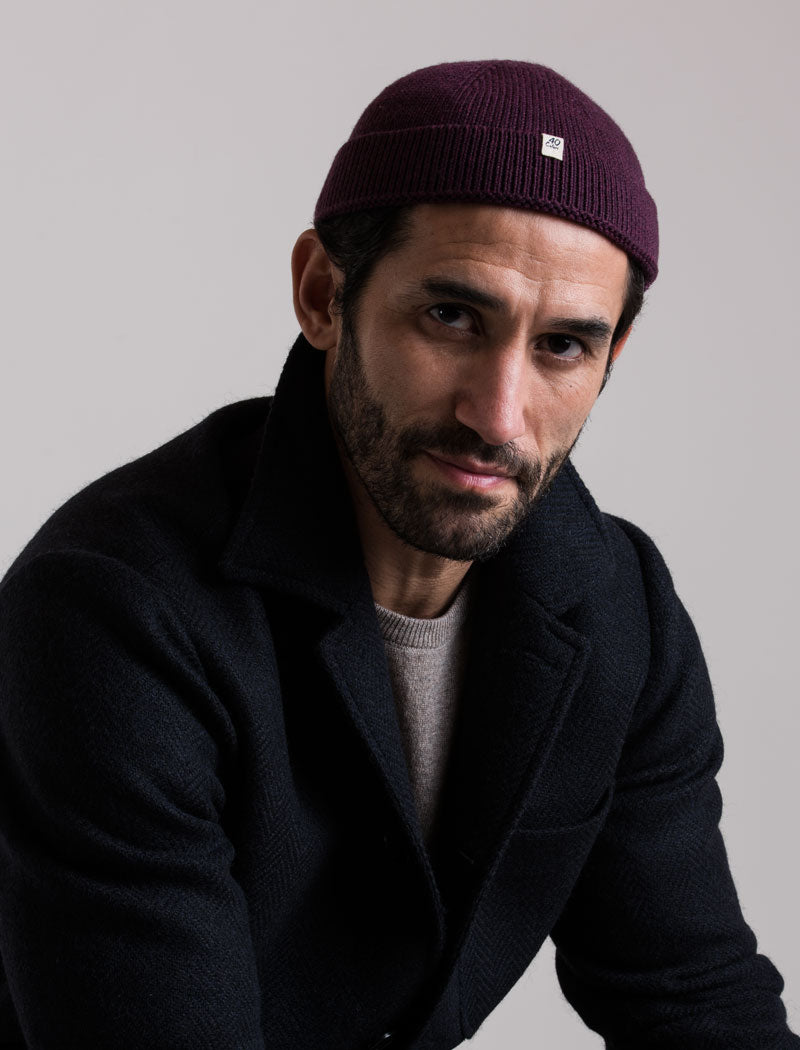 Plum Solid 100% Wool Fisherman Beanie | 40 Colori