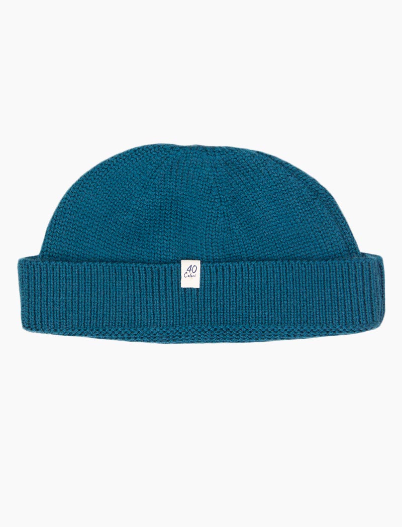 Petrol Blue Solid 100% Wool Fisherman Beanie | 40 Colori