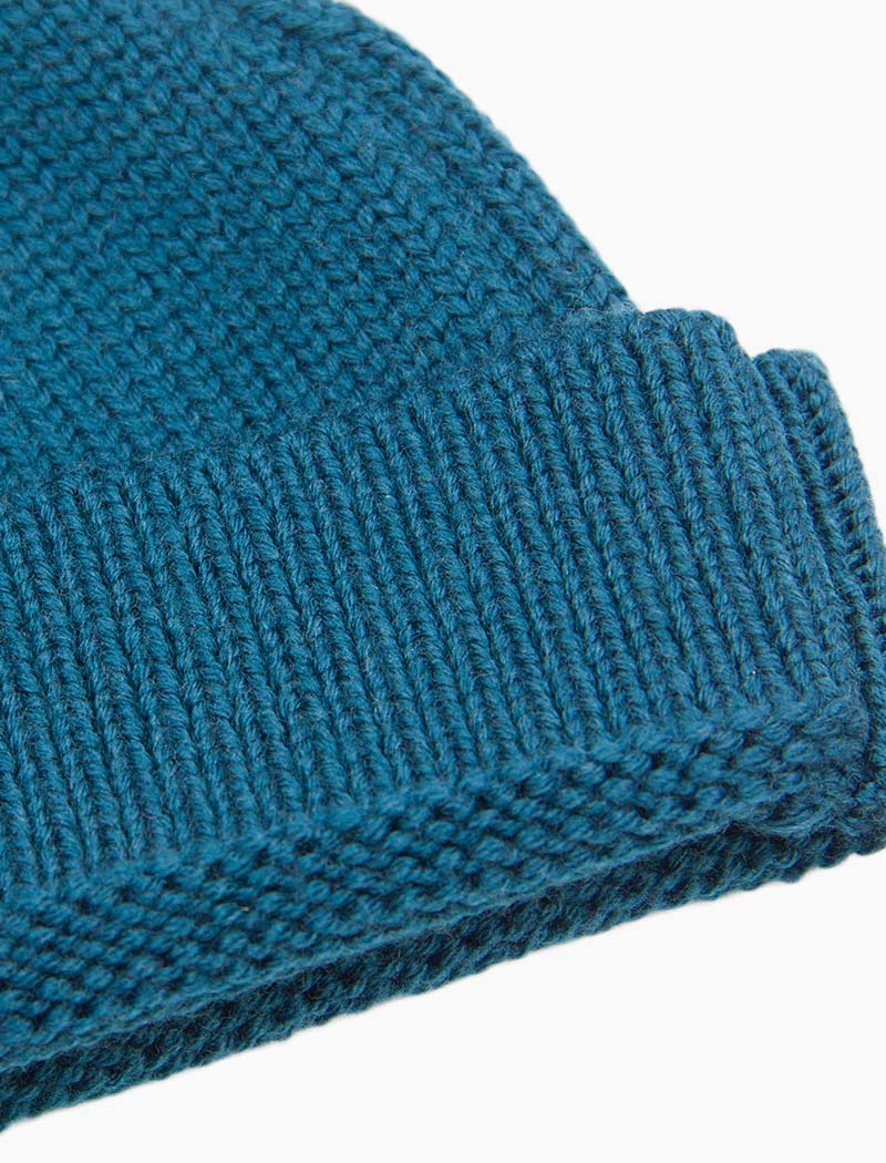 Petrol Blue Solid 100% Wool Fisherman Beanie | 40 Colori