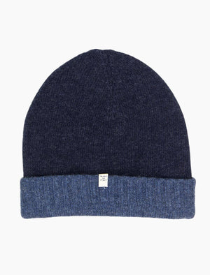 Jeans Blue & Navy Reversible Wool & Cashmere Beanie | 40 Colori