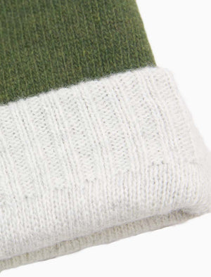 Light Green & Light Grey Reversible Wool & Cashmere Beanie | 40 Colori