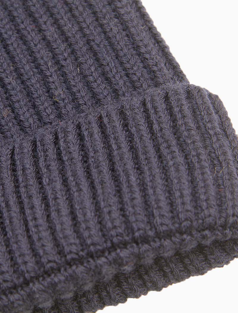 Navy Small Ribbed Wool Beanie - 40 Colori 