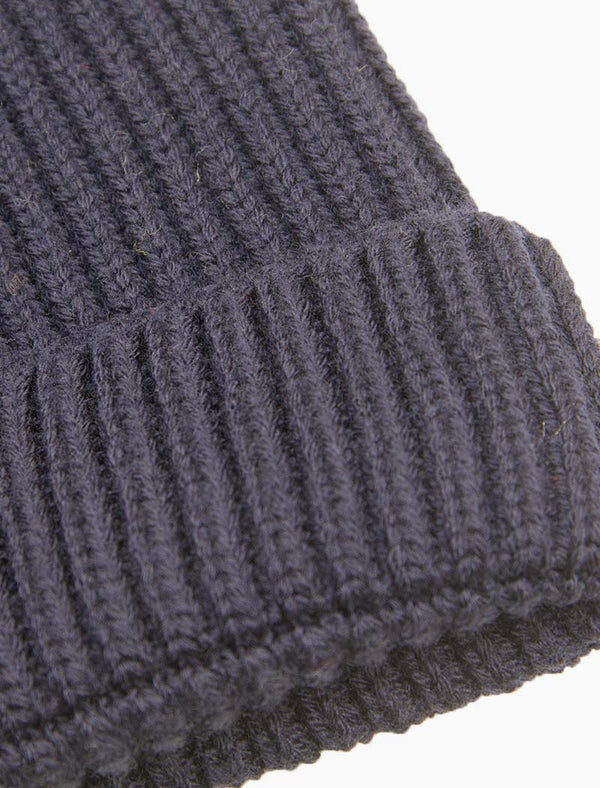 Navy Small Ribbed 100% Merino Wool Beanie - 40 Colori