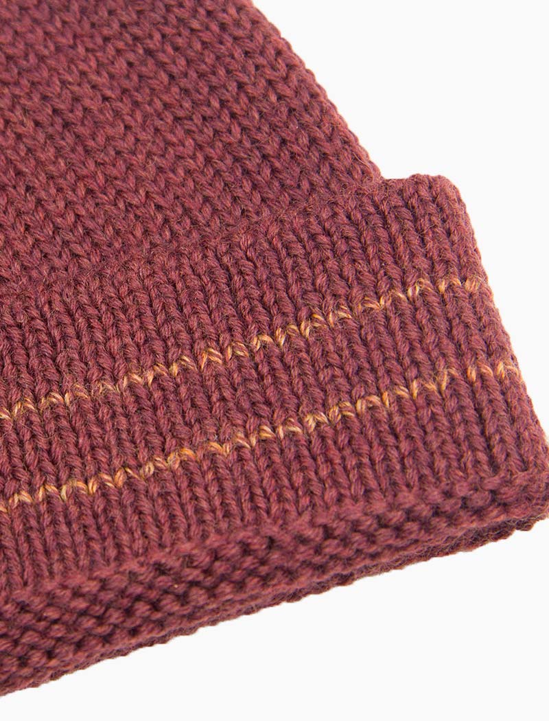 Burgundy Striped 100% Wool Fisherman Beanie | 40 Colori