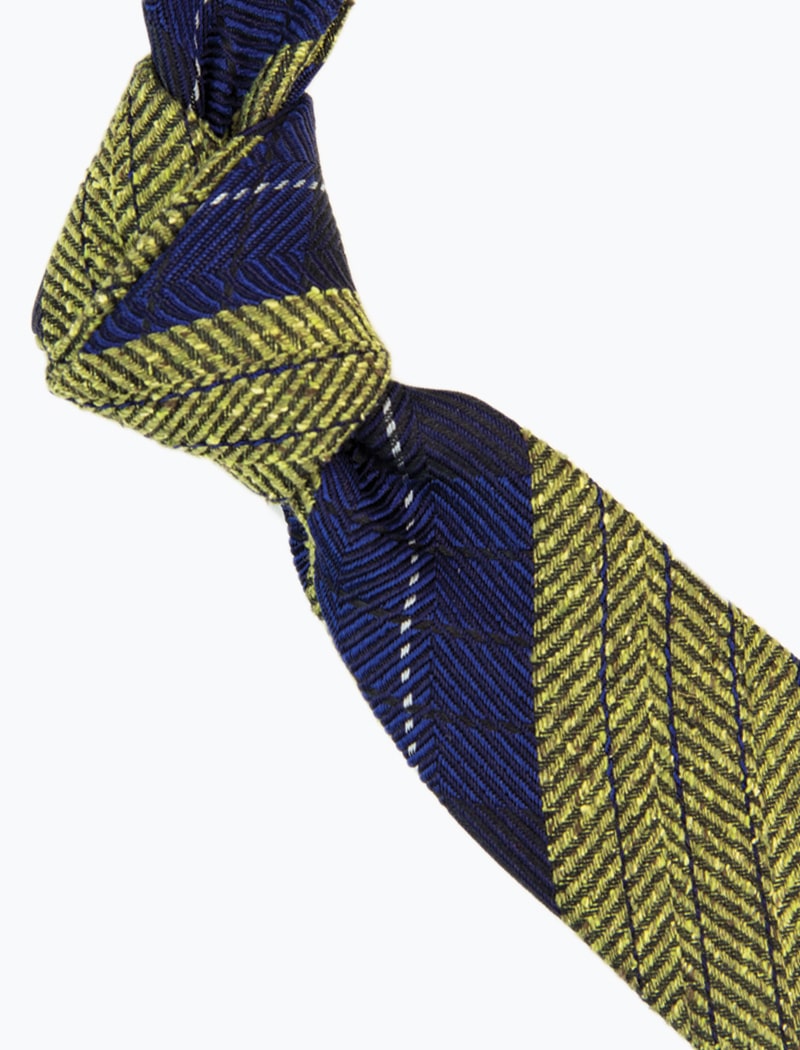 Green Herringbone Striped Silk Tie