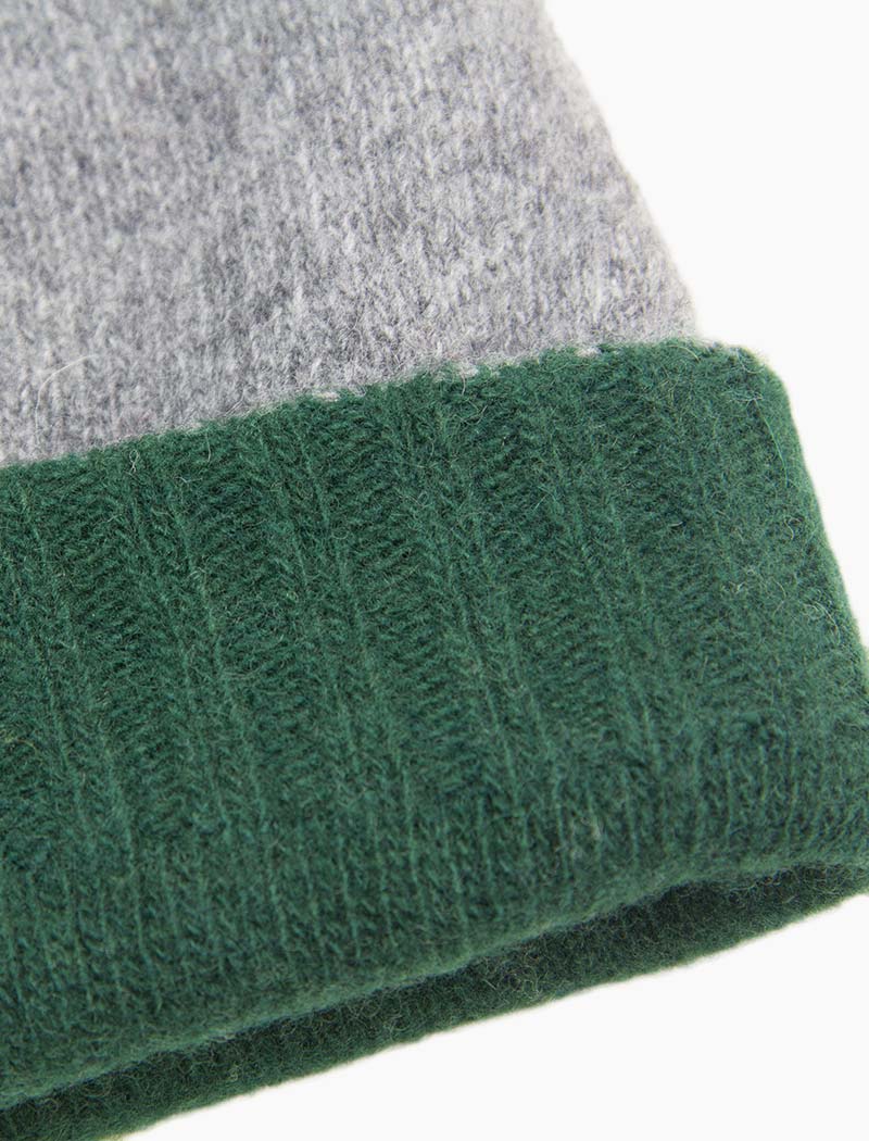 Grey & Green Reversible Fitted Wool & Cashmere Beanie | 40 Colori