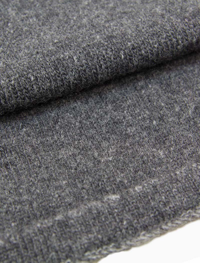 Charcoal & Grey Solid Reversible Knitted Wool & Cashmere Scarf - 40 Colori