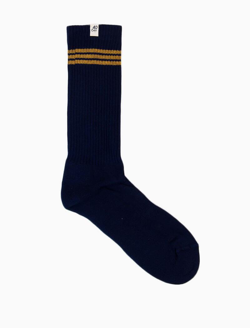 Navy Vintage Sport Organic Cotton Socks | 40 Colori