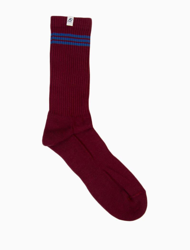 Burgundy Vintage Sport Organic Cotton Socks | 40 Colori