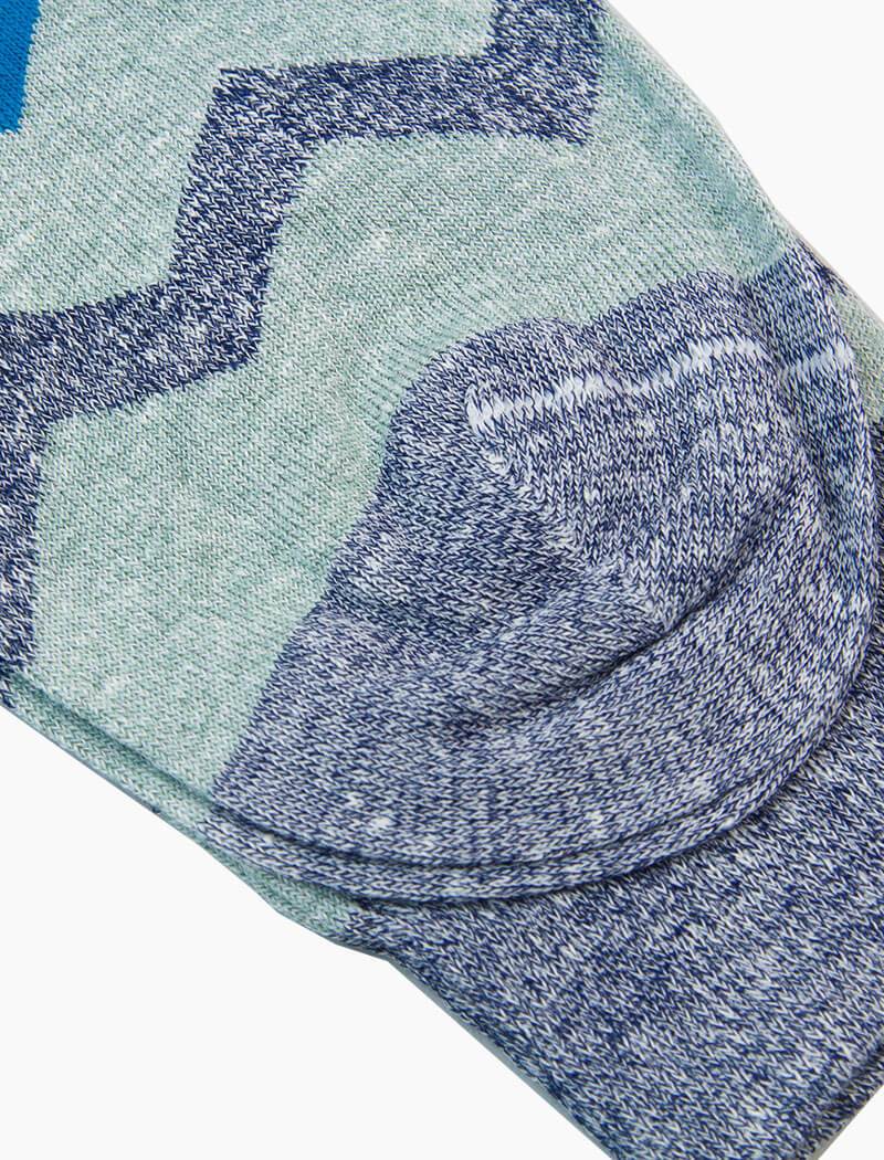 Teal Horizontal Chevron Striped Linen Organic Cotton Socks | 40 Colori