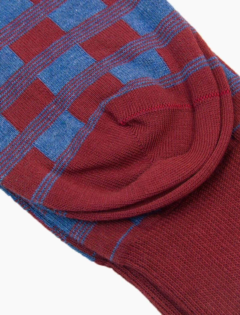 Burgundy Racing Squares Organic Cotton Socks | 40 Colori