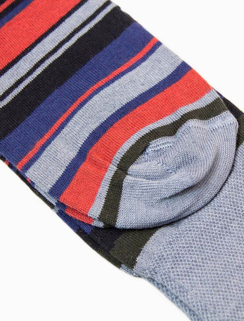 Light Blue Multi Striped Linen & Organic Cotton Socks | 40 Colori 