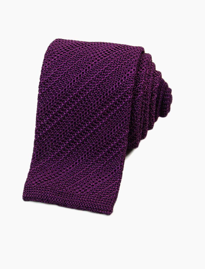 Purple Solid Diagonal Silk Knitted Tie | 40 Colori