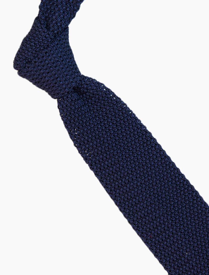 Navy Pointed Jacquard Knitted Tie | 40 Colori