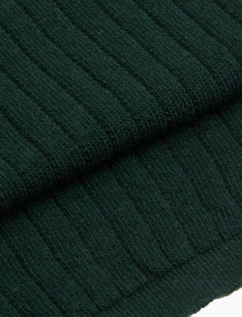 Dark Green Solid Wide Ribbed Knitted Wool & Cashmere Scarf | 40 Colori