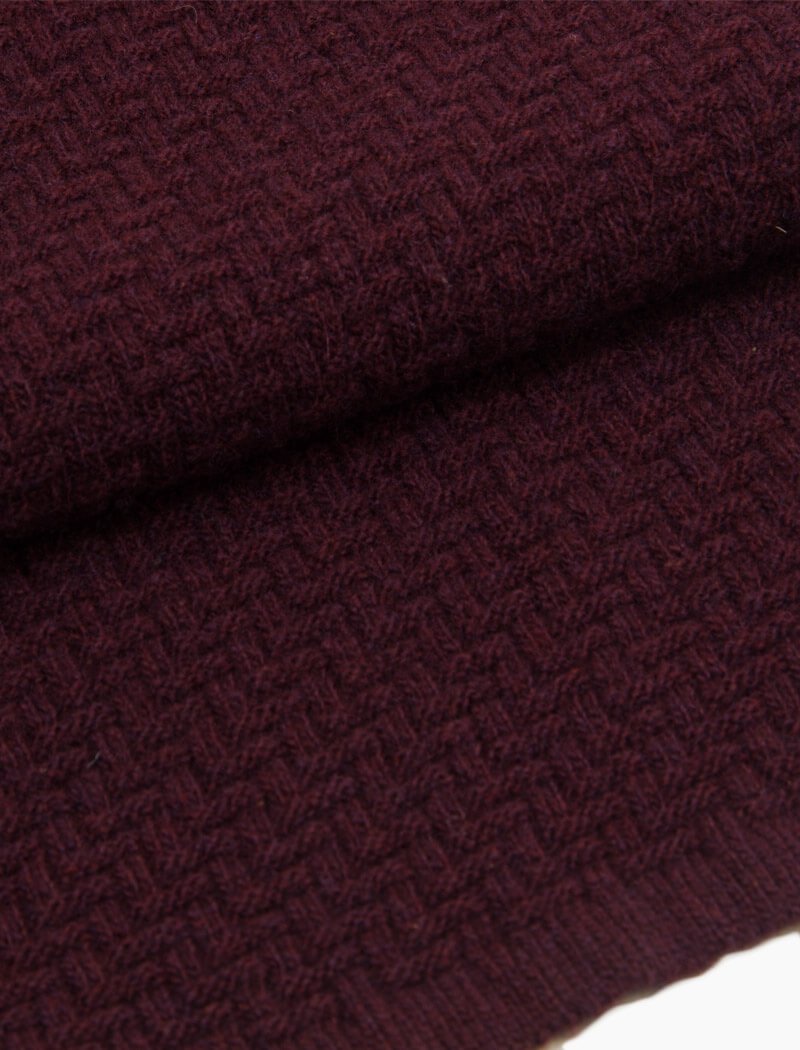 Burgundy Basket Weave Knitted Wool & Cashmere Scarf | 40 Colori