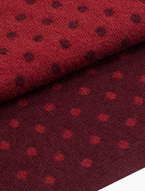 Burgundy & Brick Reversible Dotted Knitted Wool & Cashmere Scarf | 40 Colori