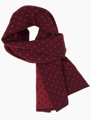 Burgundy & Brick Reversible Dotted Knitted Wool & Cashmere Scarf | 40 Colori