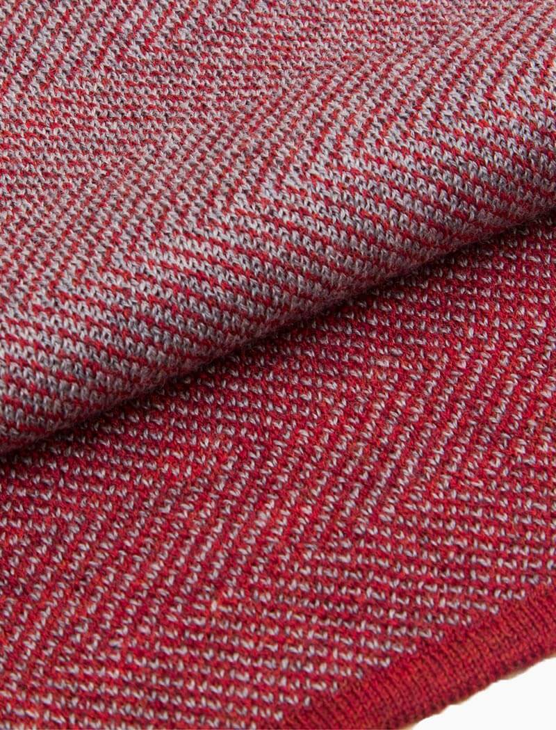 Red & Light Grey Reversible Herringbone Wool Scarf | 40 Colori