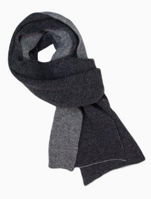 Charcoal & Grey Solid Reversible Light Knitted Wool & Cashmere Scarf | 40 Colori