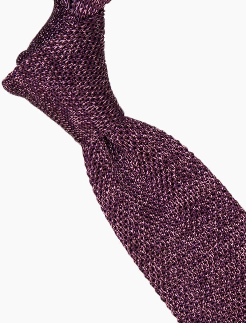 Aubergine Melange Silk Knitted Tie | 40 Colori