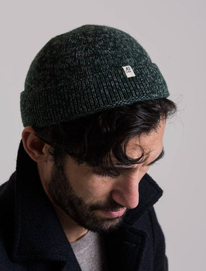 Green & Grey Melange Wool & Cashmere Fisherman Beanie | 40 Colori 