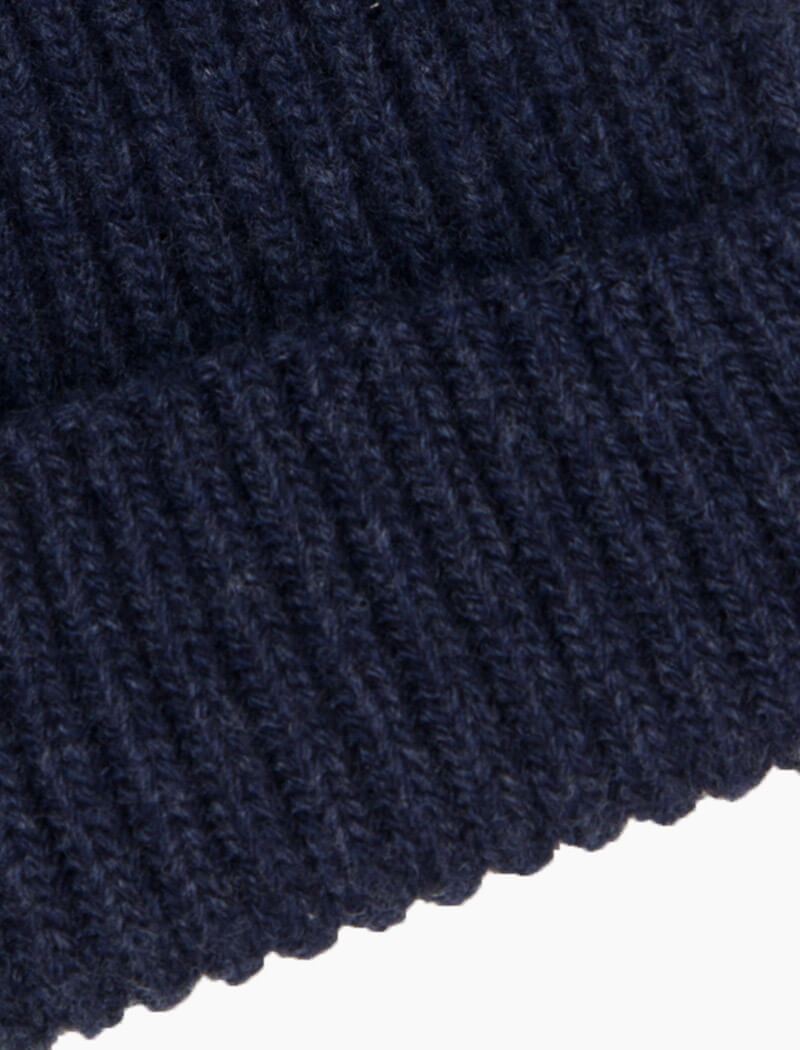 Navy Ribbed Wool Cashmere Beanie | 40 Colori