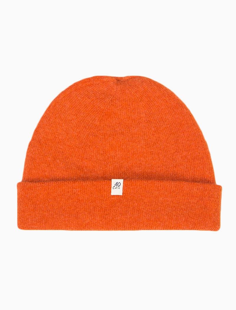 Orange Light Solid Wool & Cashmere Fisherman Beanie | 40 Colori