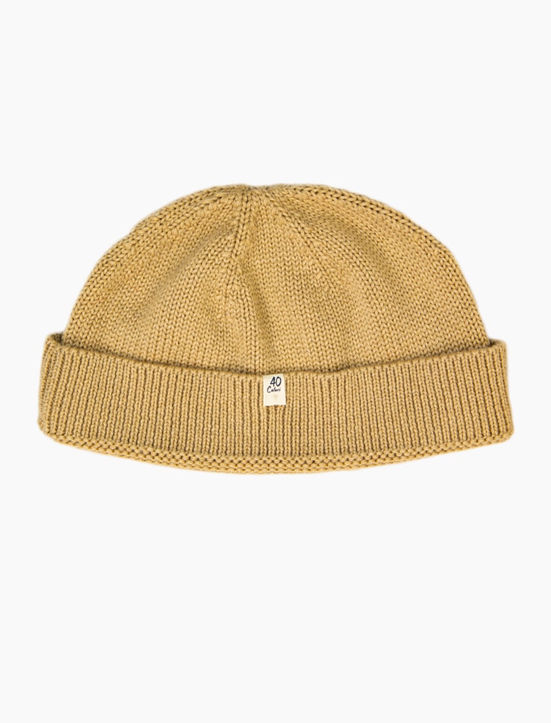 Beige Solid 100% Wool Fisherman Beanie 40 Colori