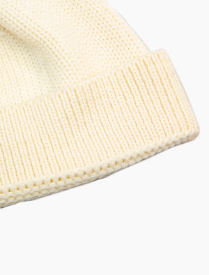 Cream Solid Wool Fisherman Beanie | 40 Colori Made in Italy Menswear