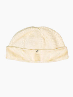 Cream Solid Wool Fisherman Beanie | 40 Colori Made in Italy Menswear