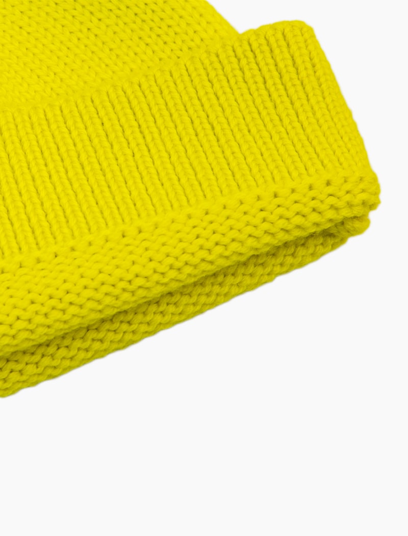Neon Yellow Solid Wool Fisherman Beanie | 40 Colori Made in Italy Menswear