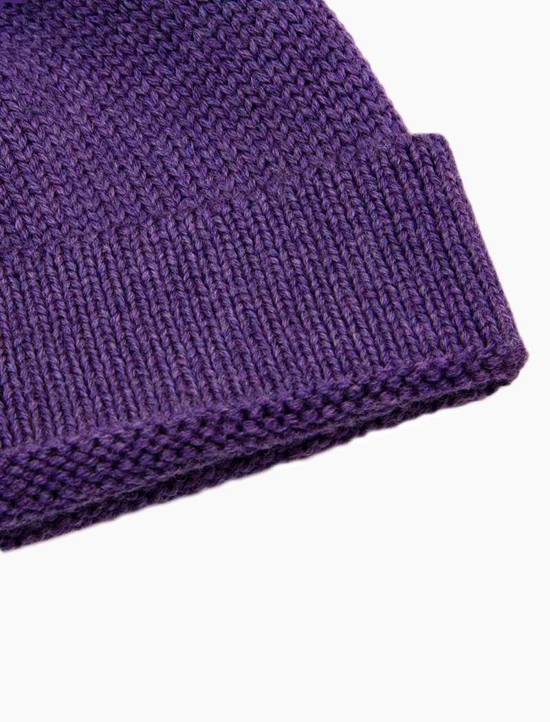 Purple Solid Wool Fisherman Beanie | 40 Colori Made in Italy Menswear