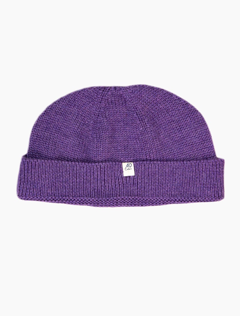 Purple Solid Wool Fisherman Beanie | 40 Colori Made in Italy Menswear