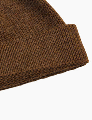 Brown Solid Wool Fisherman Beanie | 40 Colori Made in Italy Menswear