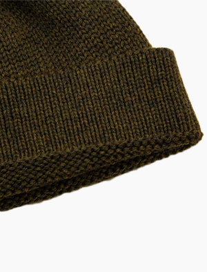 Dark Army Green Solid Wool Fisherman Beanie | 40 Colori Made in Italy Menswear