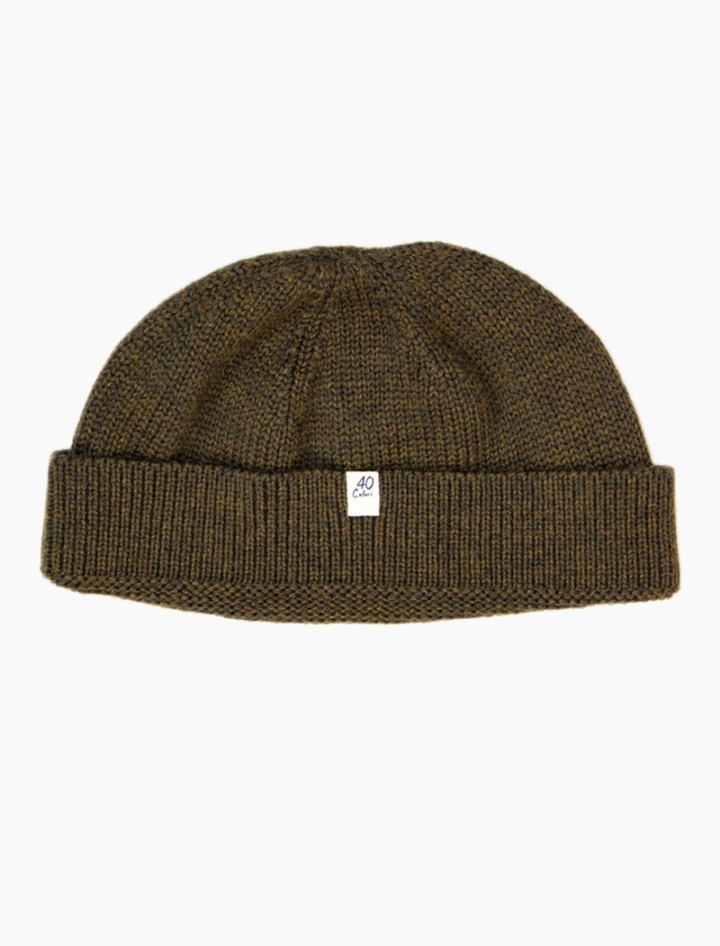 Dark Army Green Solid Wool Fisherman Beanie | 40 Colori Made in Italy Menswear