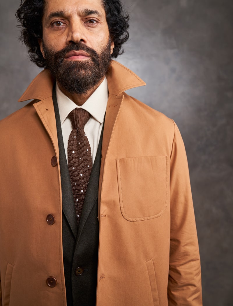 Cinnamon Ventile Cotton Long Overcoat