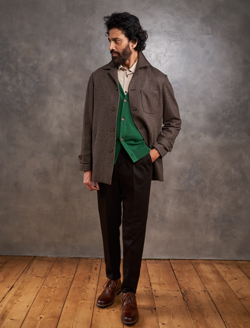 Green V Neck Cashmere Cardigan