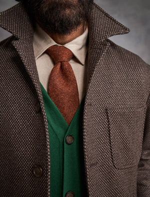 Brown Dashed Wool Overcoat