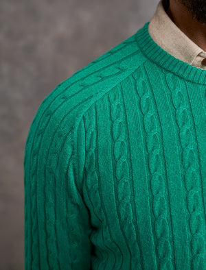 Bright Green Cable Knit Cashmere Jumper