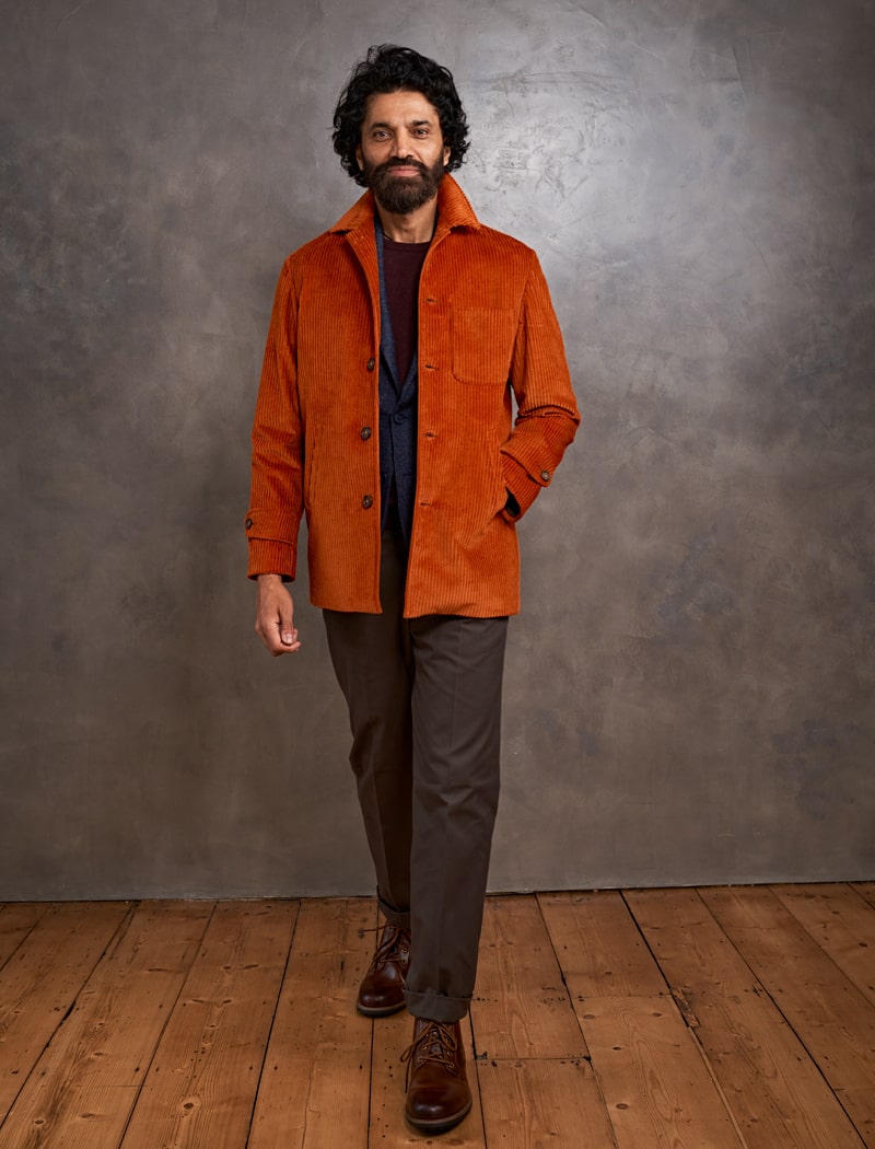 Mens orange overcoat top