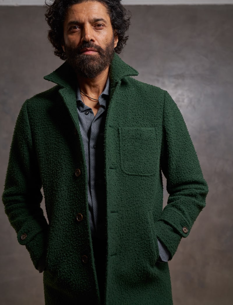 Men s Green 100 Casentino Wool Overcoat 40 Colori