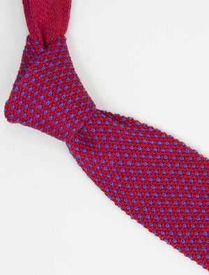 Magenta Small Dotted Linen Knitted Tie | 40 Colori